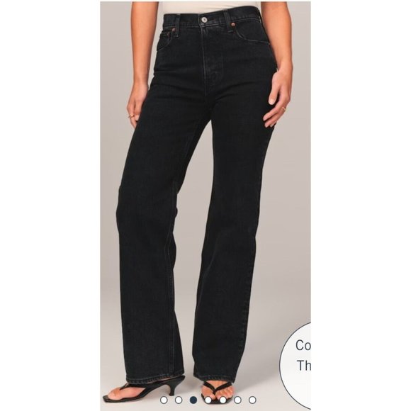 Abercrombie & Fitch Jeans Women Black The 90’s Relaxed Ultra High Rise Size 27 - Picture 1 of 13